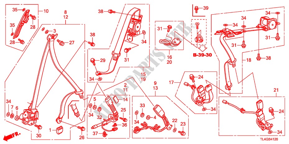 SITZGURTE für Honda ACCORD TOURER 2.2 ES-GT 5 Türen 5 gang automatikgetriebe 2012