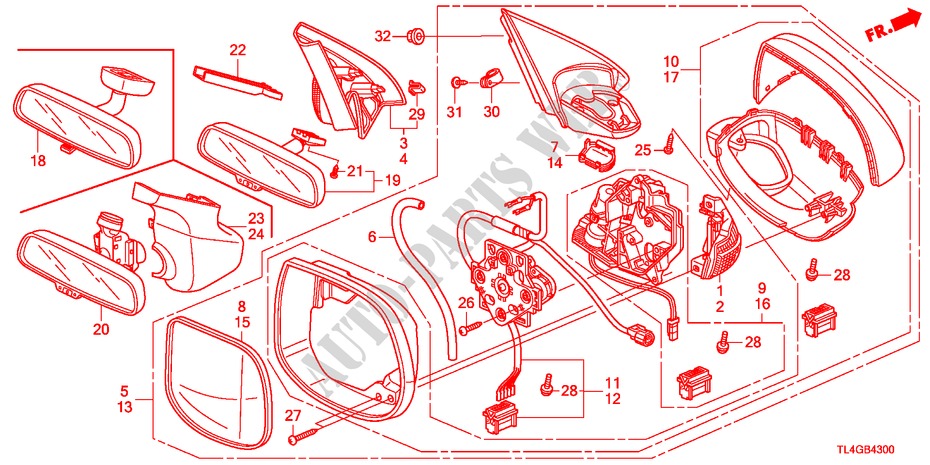 SPIEGEL für Honda ACCORD TOURER 2.2 ES-GT 5 Türen 5 gang automatikgetriebe 2012