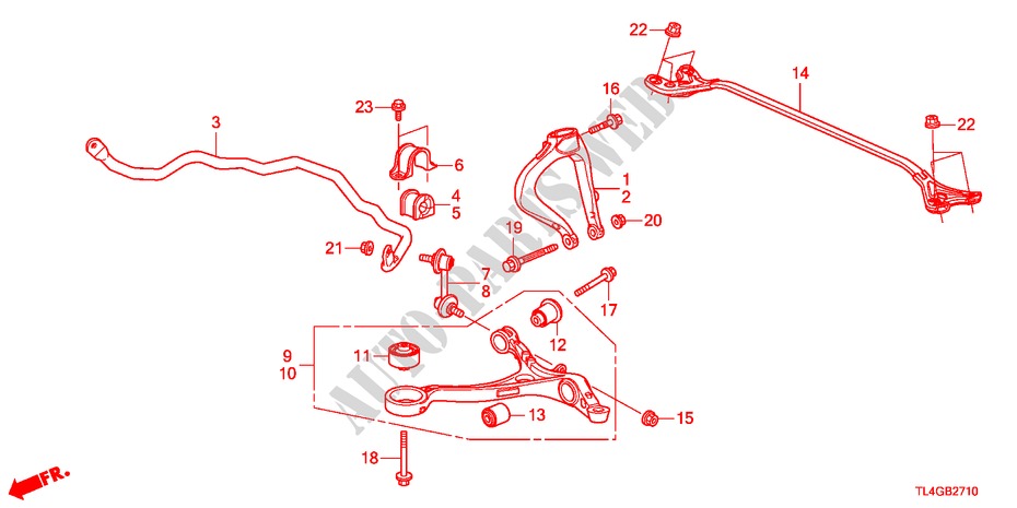 STABILISATOR, VORNE/UNTERER ARM, VORNE für Honda ACCORD TOURER 2.2 ES-GT 5 Türen 5 gang automatikgetriebe 2012