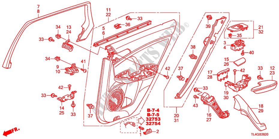 TUERVERKLEIDUNG, HINTEN für Honda ACCORD TOURER 2.2 EXECUTIVE 5 Türen 6 gang-Schaltgetriebe 2012