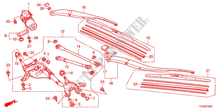 WINDSCHUTZSCHEIBENWISCHER(RH) für Honda ACCORD TOURER 2.0 ES 5 Türen 5 gang automatikgetriebe 2012