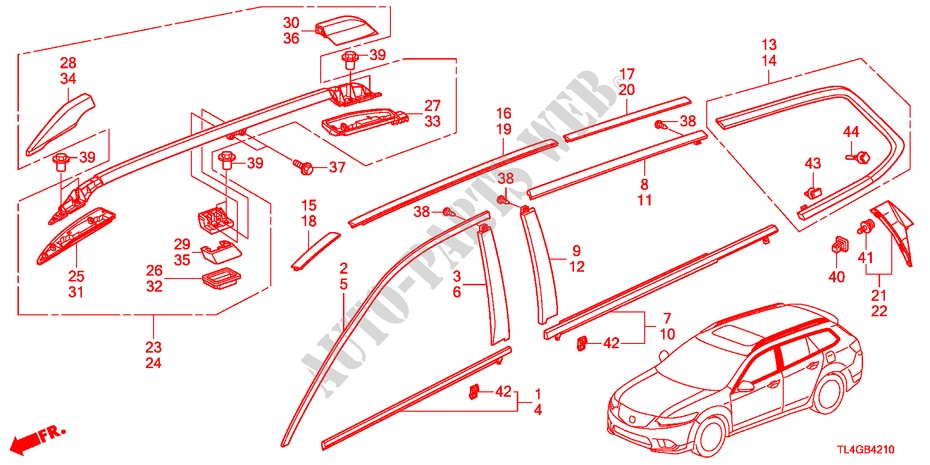ZIERLEISTE/DACHSCHIENE für Honda ACCORD TOURER 2.2 ES-GT 5 Türen 5 gang automatikgetriebe 2012