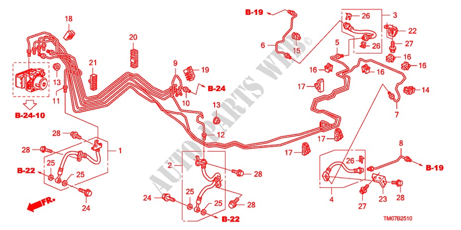 BREMSLEITUNGEN(ABS)(TROMMEL)(LH) für Honda CITY LX-A 4 Türen 5 gang automatikgetriebe 2011