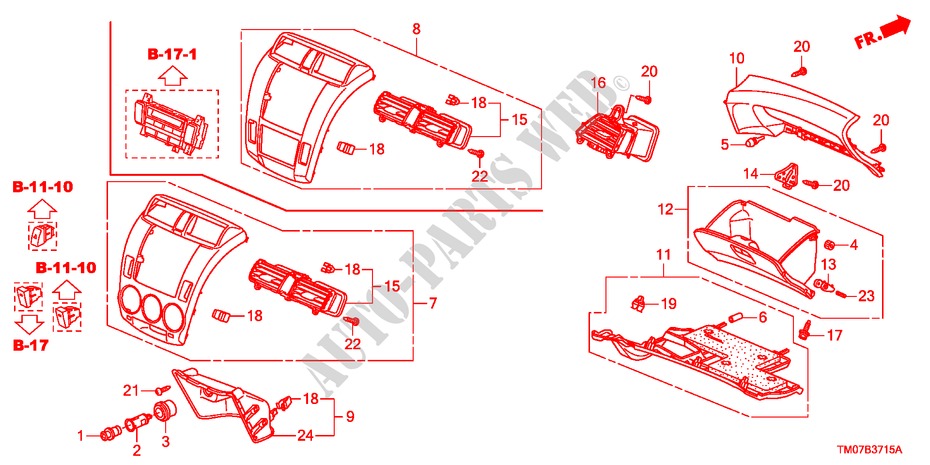 INSTRUMENTENBRETT(BEIFAHRERSEITE)(LH) für Honda CITY LX-A 4 Türen 5 gang automatikgetriebe 2011