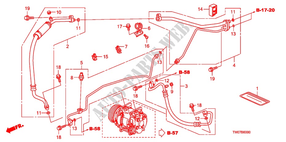 KLIMAANLAGE(SCHLAEUCHE/LEITUNGEN)(LH) für Honda CITY 1.4ES 4 Türen 5 gang automatikgetriebe 2009