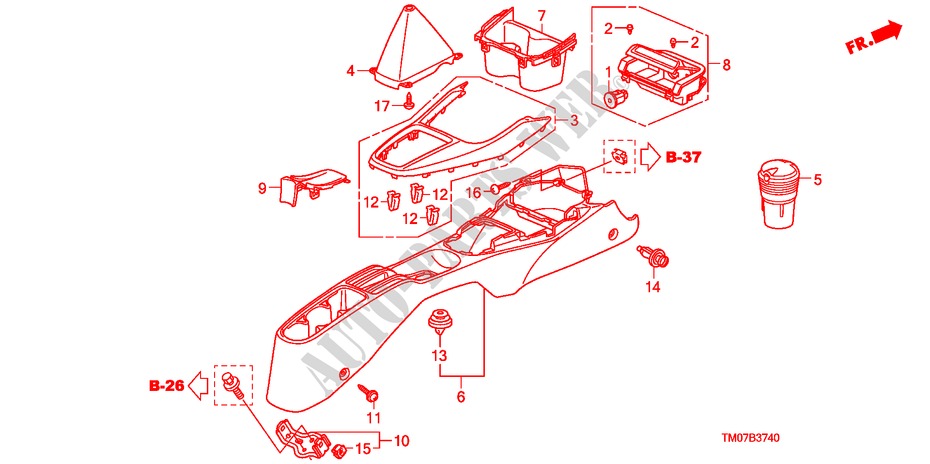 KONSOLE(LH)(1) für Honda CITY LX-A 4 Türen 5 gang automatikgetriebe 2011