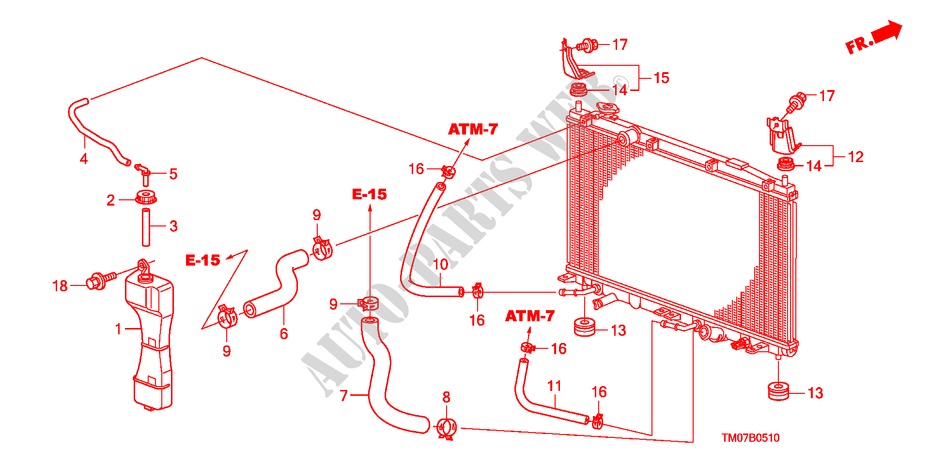 KUEHLERSCHLAUCH/RESERVETANK für Honda CITY 1.4ES 4 Türen 5 gang automatikgetriebe 2009