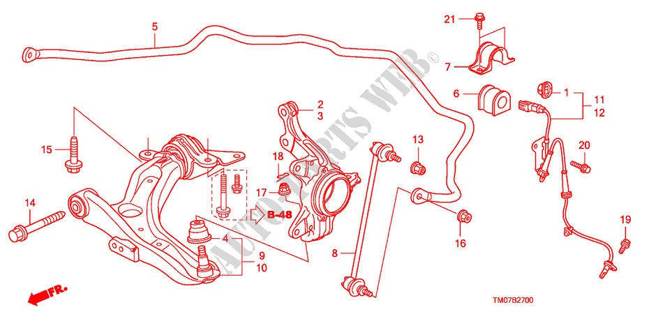 UNTERER ARM, VORNE für Honda BALLADE VTI-L 4 Türen 5 gang automatikgetriebe 2011