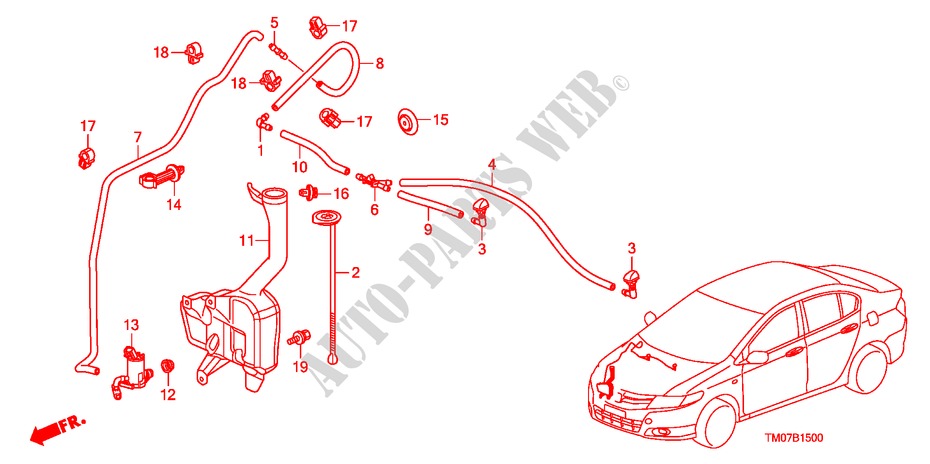 WINDSCHUTZSCHEIBENWASCHER für Honda CITY LX-A 4 Türen 5 gang automatikgetriebe 2011