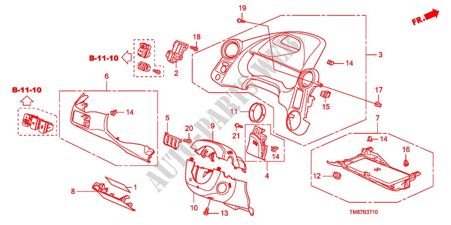 INSTRUMENTENBRETT(FAHRERSEITE)(LH) für Honda INSIGHT ELEGANCE 5 Türen vollautomatische 2011