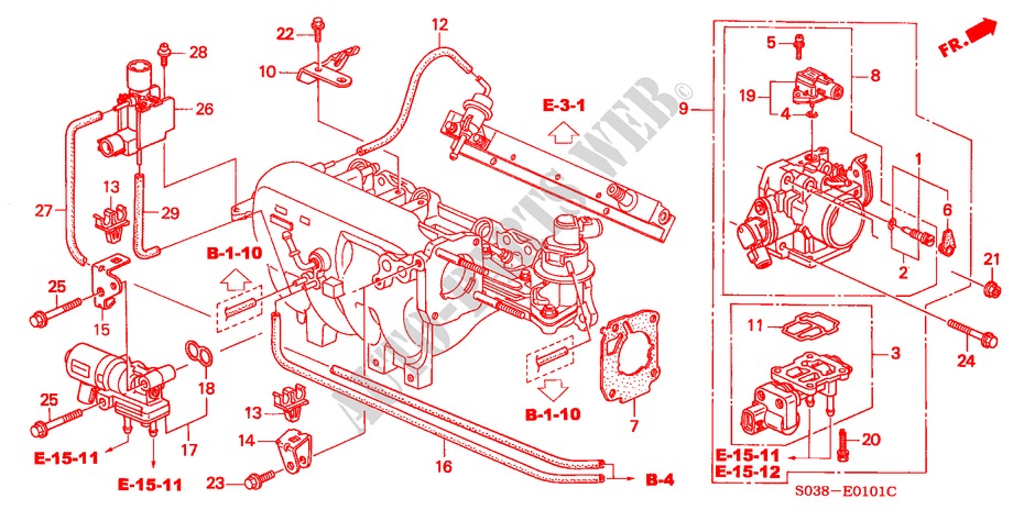 DROSSELKLAPPENGEHAEUSE (1.6L SOHC/SOHC VTEC) für Honda CIVIC GLI 3 Türen 5 gang-Schaltgetriebe 1997