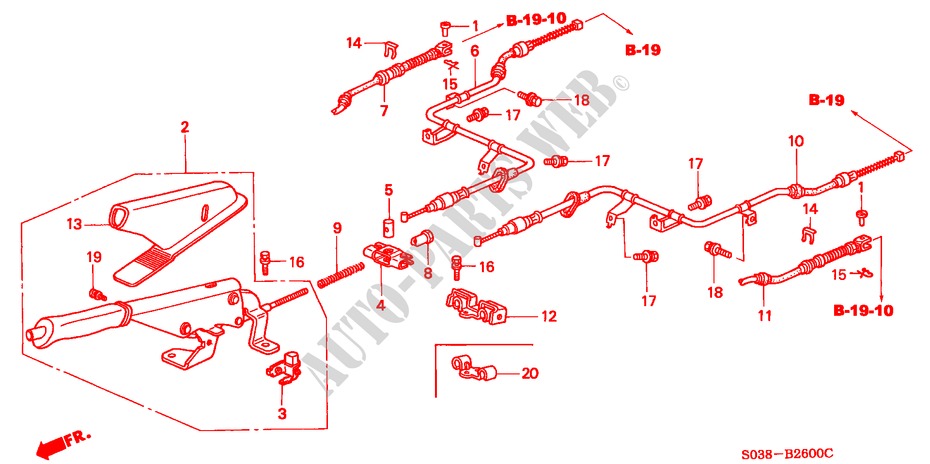 HANDBREMSE für Honda CIVIC GLI 3 Türen 5 gang-Schaltgetriebe 1997