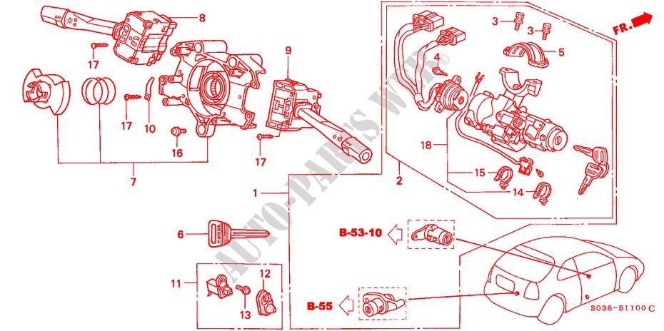 KOMBISCHALTER(LH) für Honda CIVIC VTI 3 Türen 5 gang-Schaltgetriebe 2000