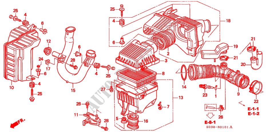 LUFTFILTER(1.6L SOHC) (SOHC VTEC)(DOHC VTEC) für Honda CIVIC GLI 3 Türen 5 gang-Schaltgetriebe 1997