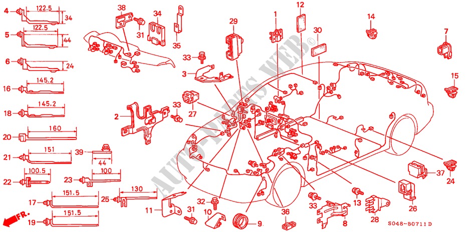 KABELBAUMBAND/BUEGEL(RH) für Honda CIVIC GLI 4 Türen 5 gang-Schaltgetriebe 1997