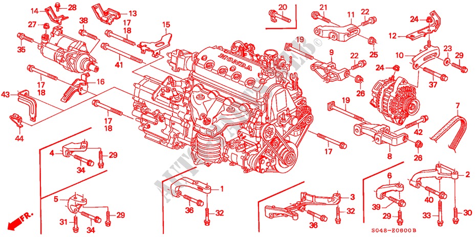 LICHTMASCHINENHALTERUNG/ MOTORVERSTAERKUNG für Honda CIVIC GLI 4 Türen 5 gang-Schaltgetriebe 1997