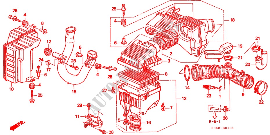 LUFTFILTER(SOHC VTEC) (DOHC VTEC) für Honda CIVIC GLI 4 Türen 5 gang-Schaltgetriebe 1997