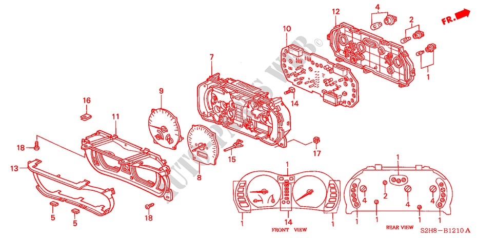 KOMBIINSTRUMENT BAUTEILE für Honda HR-V 4WD 3 Türen 5 gang-Schaltgetriebe 2001