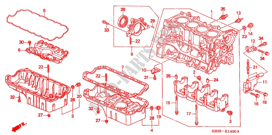 ZYLINDERBLOCK/OELWANNE für Honda HR-V 4WD 3 Türen 5 gang-Schaltgetriebe 2001