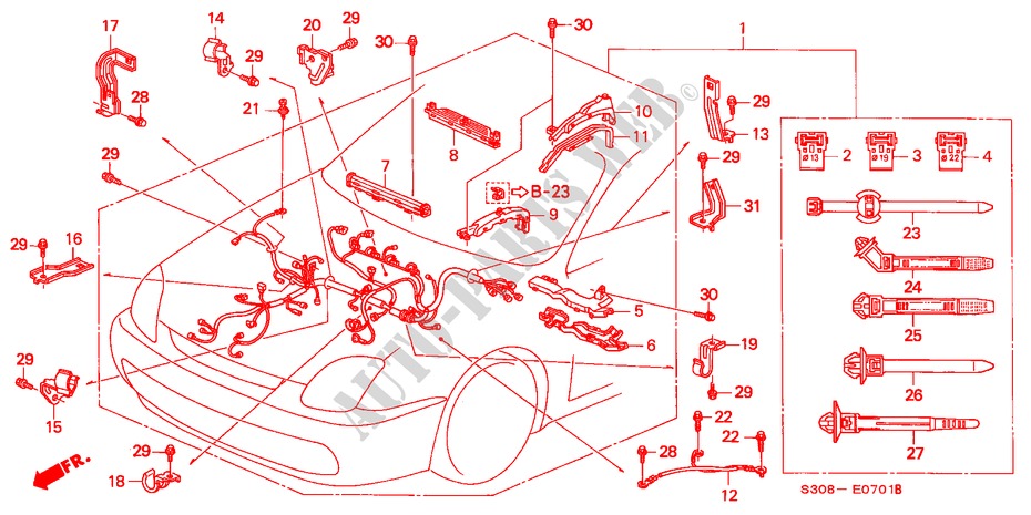 MOTORKABELBAUM(RH) für Honda PRELUDE SI 2 Türen 4 gang automatikgetriebe 1998