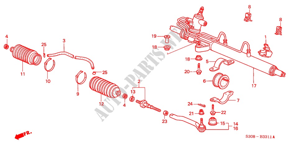 SERVOLENKGETRIEBE (RH) für Honda PRELUDE SI 2 Türen 4 gang automatikgetriebe 1998