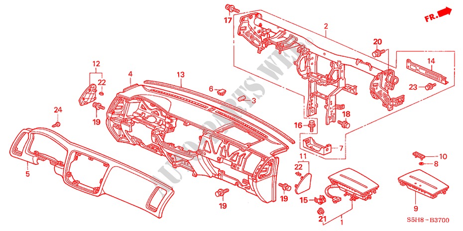 INSTRUMENTENBRETT(LH) für Honda CIVIC 1.6 LS 4 Türen 4 gang automatikgetriebe 2005