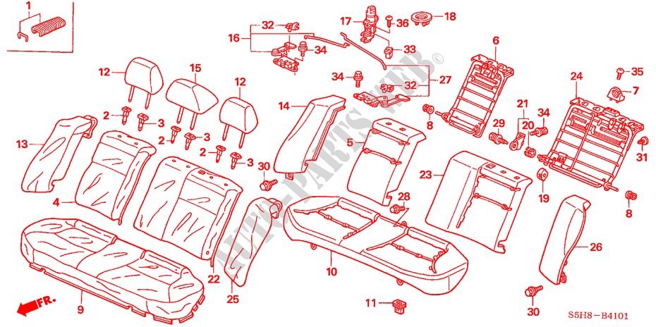 RUECKSITZ(2) für Honda CIVIC 1.6 LS 4 Türen 5 gang-Schaltgetriebe 2005