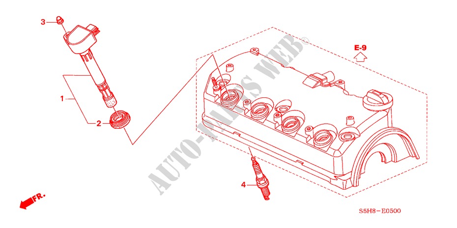 ZUENDSPULE/STOEPSEL für Honda CIVIC 1.6 LS 4 Türen 4 gang automatikgetriebe 2005