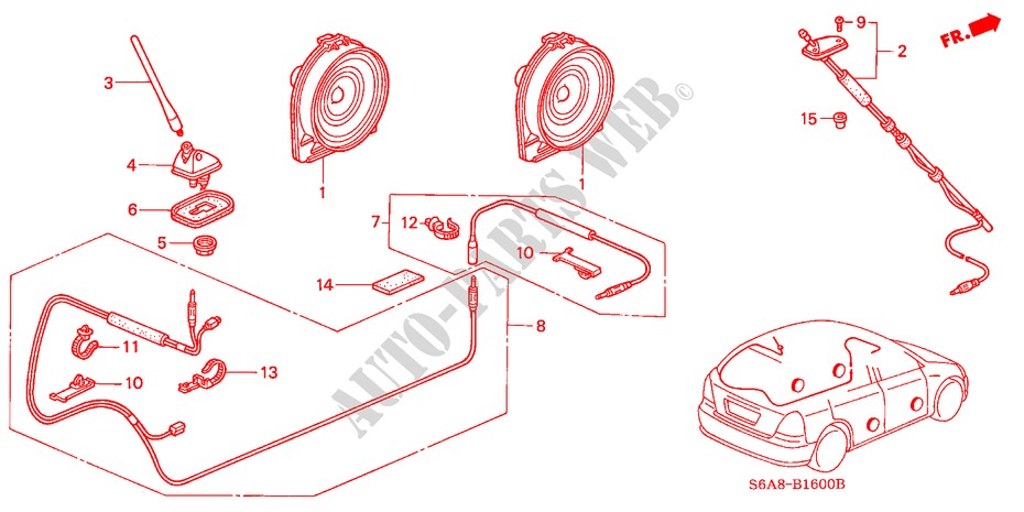 ANTENNE/LAUTSPRECHER für Honda CIVIC EXI 5 Türen 5 gang-Schaltgetriebe 2001