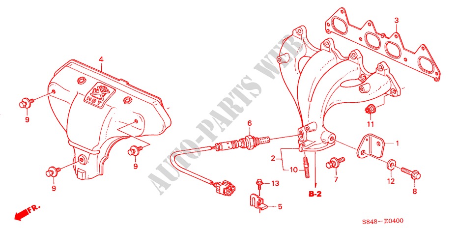 AUSPUFFKRUEMMER(L4) (1) für Honda ACCORD 2.3VTI 4 Türen 4 gang automatikgetriebe 1998