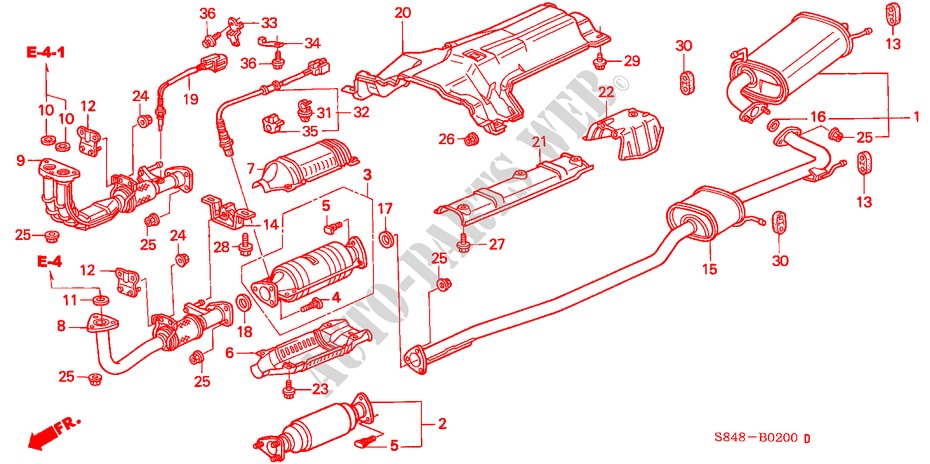 AUSPUFFROHR(L4) für Honda ACCORD 2.3VTI 4 Türen 5 gang-Schaltgetriebe 1998