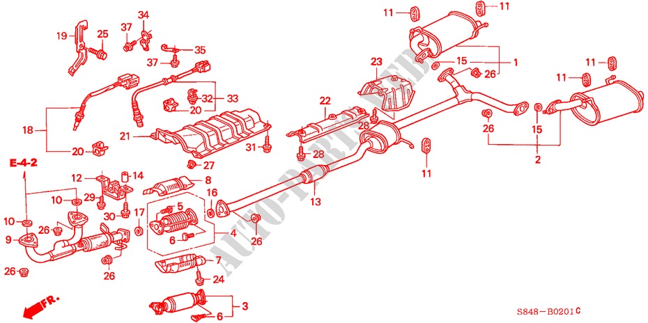 AUSPUFFROHR(V6) für Honda ACCORD 3.0V6    SINGAPORE 4 Türen 4 gang automatikgetriebe 2002