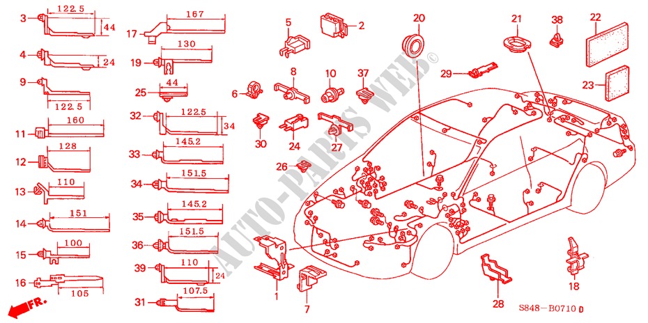 KABELBAUMBAND/BUEGEL für Honda ACCORD 2.3VTI 4 Türen 4 gang automatikgetriebe 1998