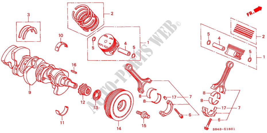 KURBELWELLE/KOLBEN(V6) für Honda ACCORD 3.0V6 4 Türen 4 gang automatikgetriebe 2002