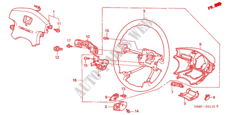 LENKRAD(SRS) (L4) für Honda ACCORD 2.3VTI 4 Türen 4 gang automatikgetriebe 1998