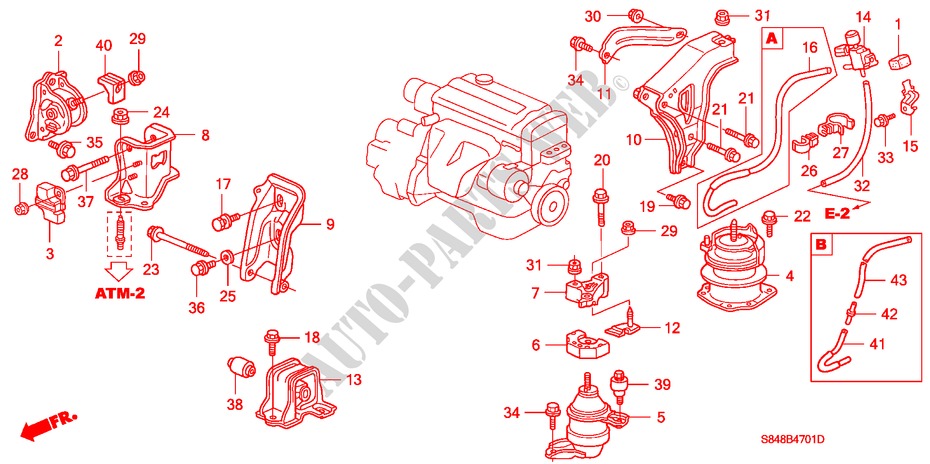 MOTORBEFESTIGUNGEN(L4) (AT) (1) für Honda ACCORD 2.3VTI 4 Türen 4 gang automatikgetriebe 1998
