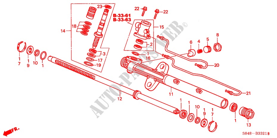 SERVOLENKGETRIEBE BAUTEILE(RH) für Honda ACCORD 2.3 LEV 4 Türen 4 gang automatikgetriebe 2000