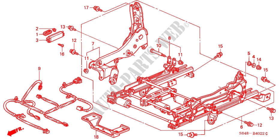VORNE SITZKOMPONENTEN (R.)(3) für Honda ACCORD 3.0V6 4 Türen 4 gang automatikgetriebe 2001