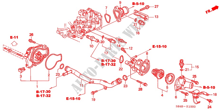 WASSERPUMPE/SENSOR(L4) für Honda ACCORD 2.3VTI 4 Türen 4 gang automatikgetriebe 2002