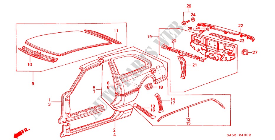 GEHAEUSESTRUKTUR(3) für Honda ACCORD EX 3 Türen 4 gang automatikgetriebe 1984