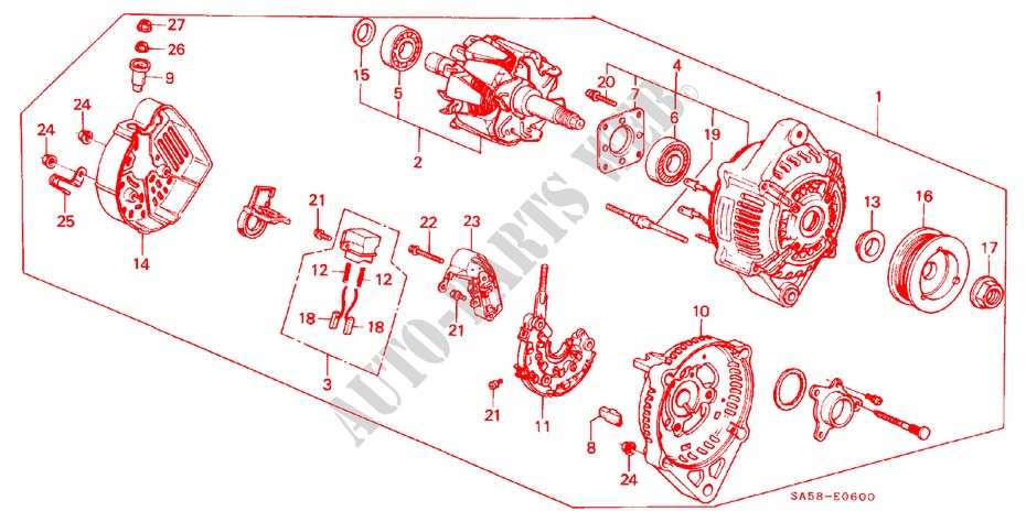 LICHTMASCHINEN KOMPONENTE (DENSO) für Honda ACCORD EX 4 Türen 4 gang automatikgetriebe 1984