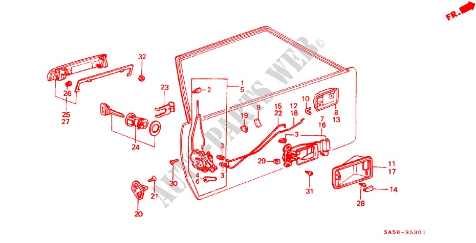 TUERSCHLOESSER, VORNE(2D) für Honda ACCORD EX 3 Türen 4 gang automatikgetriebe 1984