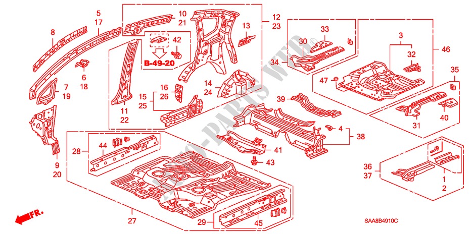 BODEN/INNENBLECHE für Honda JAZZ 1.3GLI 5 Türen 5 gang-Schaltgetriebe 2005