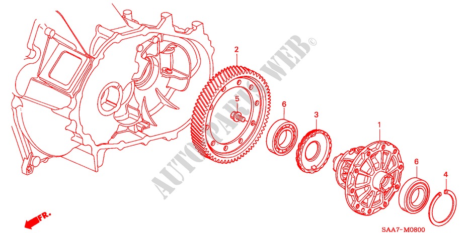 DIFFERENTIAL für Honda JAZZ 1.3GLI 5 Türen 5 gang-Schaltgetriebe 2005
