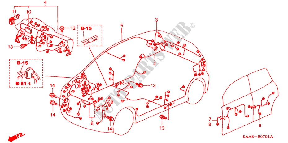 KABELBAUM für Honda JAZZ 1.3GLI 5 Türen 5 gang-Schaltgetriebe 2005