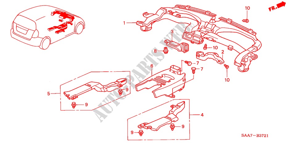 KANAL für Honda JAZZ 1.3GLI 5 Türen 5 gang-Schaltgetriebe 2005