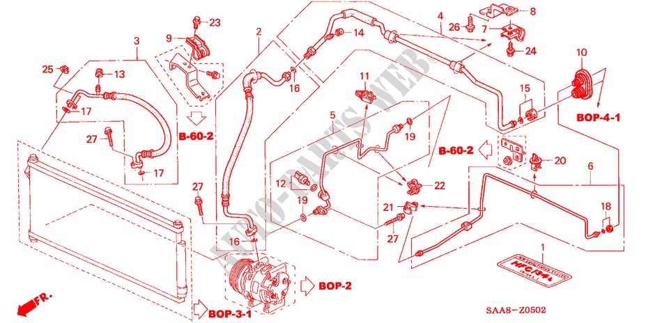 KLIMAANLAGE (SCHLAEUCHE/LEITUNGEN) ('04 ) für Honda JAZZ 1.3GLI 5 Türen 5 gang-Schaltgetriebe 2005