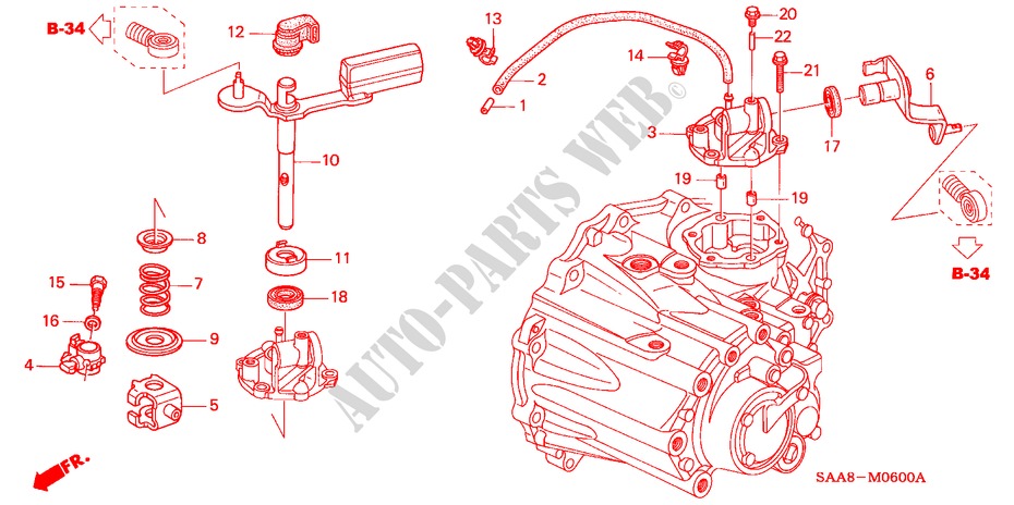 SCHALTHEBEL/SCHALTARM für Honda JAZZ 1.3GLI 5 Türen 5 gang-Schaltgetriebe 2005