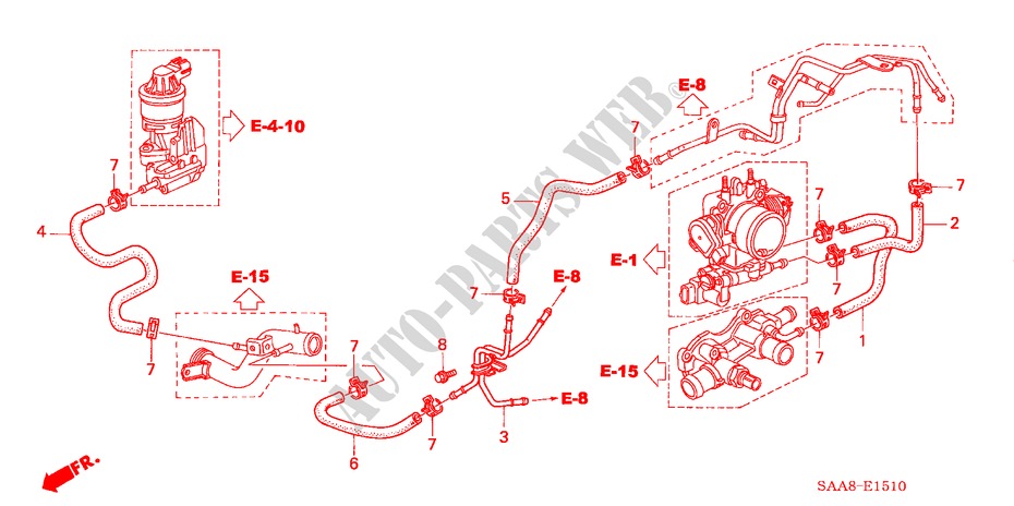 WASSERSCHLAUCH für Honda JAZZ 1.3GLI 5 Türen 5 gang-Schaltgetriebe 2005