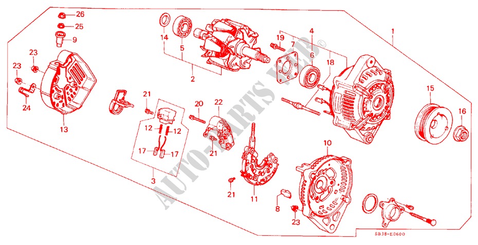 LICHTMASCHINEN KOMPONENTE für Honda CIVIC DX 3 Türen 5 gang-Schaltgetriebe 1984